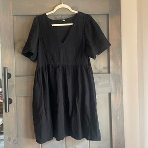 Old Navy black skater dress with side pockets  gauze material feel- light weight